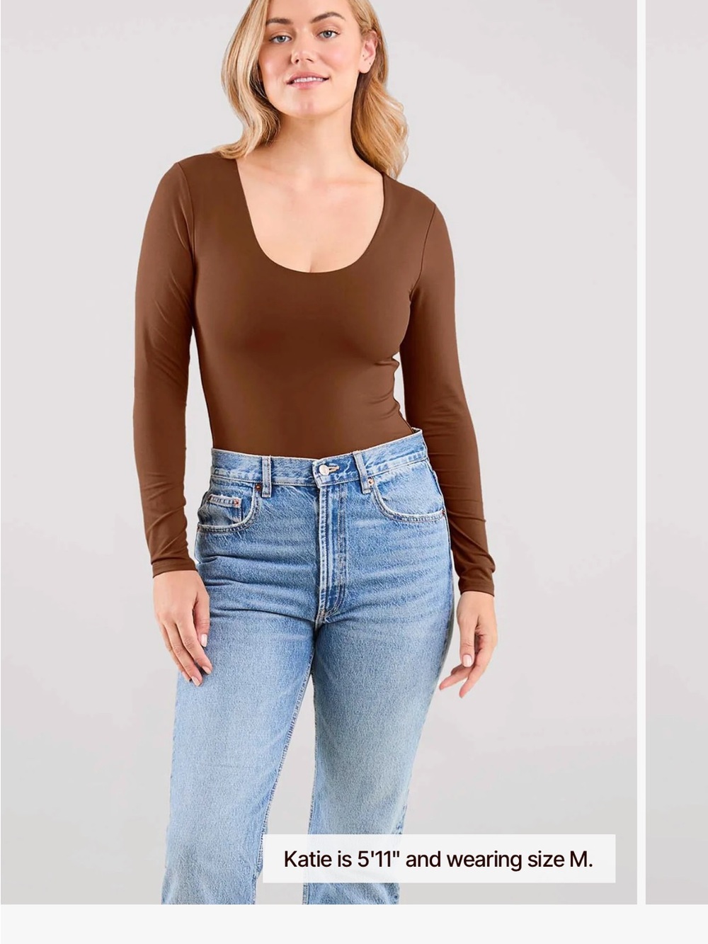 nuuds Brown Long-Sleeve Scoop Neck Bodysuit